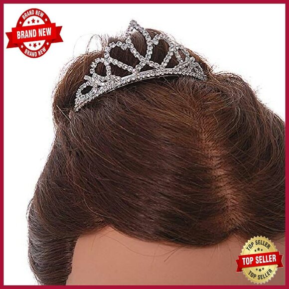 Silver Crystal Mini Tiara Hair Comb 85mm Bridal Prom Party main image 6